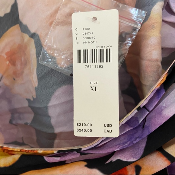 Anthropologie NWT Geisha Floral Satin Pleated One Shoulder Beaded Midi Dress XL - Picture 7 of 9